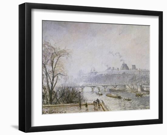 The Louvre and the Seine from the Pont Neuf, Morning Mist, 1902-Camille Pissarro-Framed Giclee Print