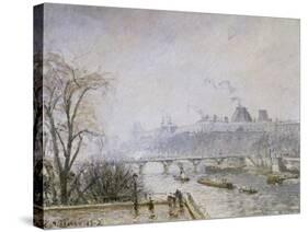 The Louvre and the Seine from the Pont Neuf, Morning Mist, 1902-Camille Pissarro-Stretched Canvas