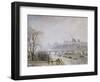 The Louvre and the Seine from the Pont Neuf, Morning Mist, 1902-Camille Pissarro-Framed Giclee Print