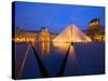 The Louvre Museum at Twilight, Paris, France-Jim Zuckerman-Stretched Canvas