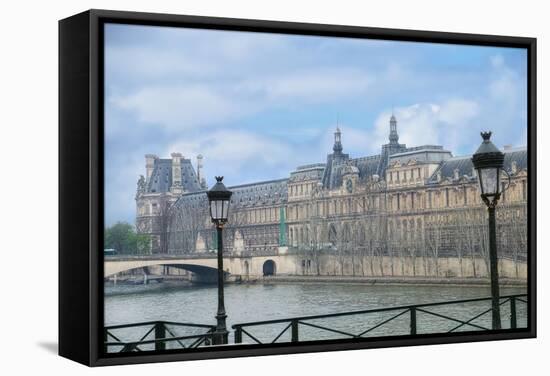 The Louvre Palace And Seine River-Cora Niele-Framed Stretched Canvas