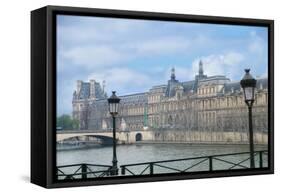 The Louvre Palace And Seine River-Cora Niele-Framed Stretched Canvas