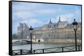 The Louvre Palace And Seine River-Cora Niele-Framed Stretched Canvas