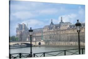 The Louvre Palace And Seine River-Cora Niele-Stretched Canvas