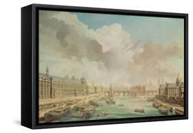 The Louvre, the Pont Neuf and the College Des Quatre Nations, 1755-Nicolas Jean Baptiste Raguenet-Framed Stretched Canvas