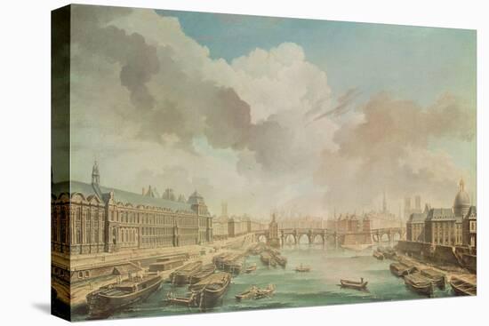 The Louvre, the Pont Neuf and the College Des Quatre Nations, 1755-Nicolas Jean Baptiste Raguenet-Stretched Canvas