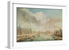 The Louvre, the Pont Neuf and the College Des Quatre Nations, 1755-Nicolas Jean Baptiste Raguenet-Framed Giclee Print