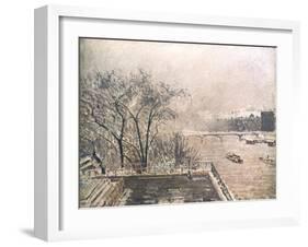 The Louvre under Snow, 1902-Camille Pissarro-Framed Giclee Print