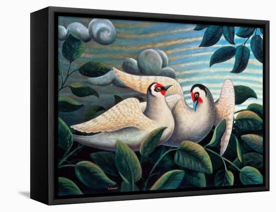 The Love Birds-Jerzy Marek-Framed Stretched Canvas