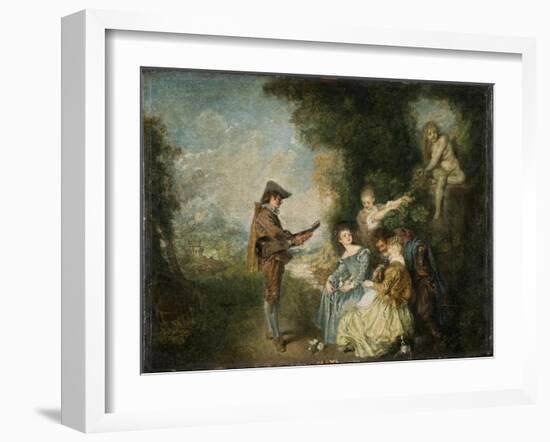 The Love Lesson, 1716-1717-Jean Antoine Watteau-Framed Giclee Print