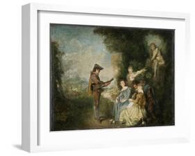 The Love Lesson, 1716-1717-Jean Antoine Watteau-Framed Giclee Print