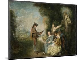 The Love Lesson, 1716-1717-Jean Antoine Watteau-Mounted Giclee Print