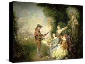 The Love Lesson-Jean Antoine Watteau-Stretched Canvas