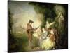 The Love Lesson-Jean Antoine Watteau-Stretched Canvas