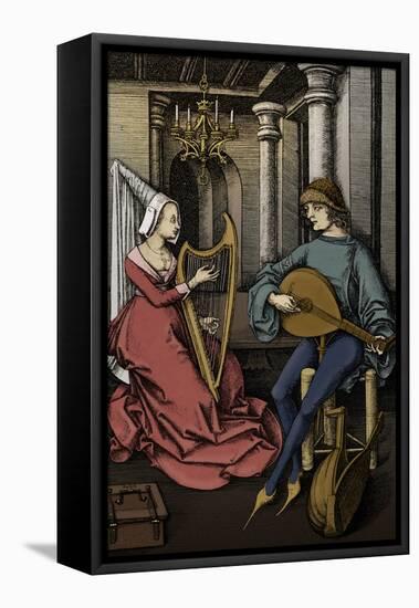 'The Lovers' by Israel van Meckenem-Israhel van, the younger Meckenem-Framed Stretched Canvas