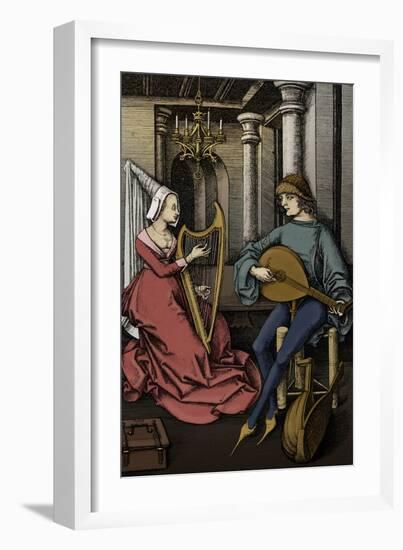 'The Lovers' by Israel van Meckenem-Israhel van, the younger Meckenem-Framed Giclee Print