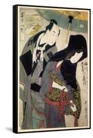 The Lovers, Chubei and Umegawa, Late 18th-Early 19th Century-Kitagawa Utamaro-Framed Stretched Canvas