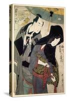 The Lovers, Chubei and Umegawa, Late 18th-Early 19th Century-Kitagawa Utamaro-Stretched Canvas