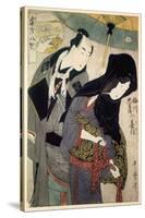 The Lovers, Chubei and Umegawa, Late 18th-Early 19th Century-Kitagawa Utamaro-Stretched Canvas