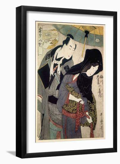 The Lovers, Chubei and Umegawa, Late 18th-Early 19th Century-Kitagawa Utamaro-Framed Giclee Print