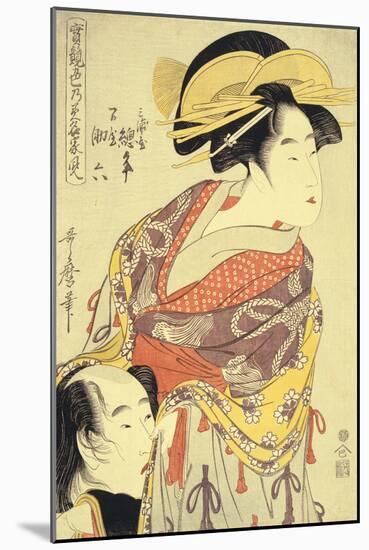 The lovers Miuraya Agemaki and Yorozuya Sukeroku oban from Jitsu kurabe iro no minakami-Kitagawa Utamaro-Mounted Giclee Print