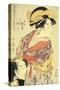 The lovers Miuraya Agemaki and Yorozuya Sukeroku oban from Jitsu kurabe iro no minakami-Kitagawa Utamaro-Stretched Canvas