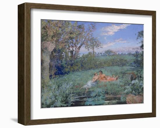 The Lovers on the River Bank, C.1910-20 (Pastel & W/C on Paperboard)-Ker Xavier Roussel-Framed Giclee Print