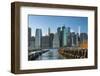 The Lower Manhattan Skyline from Brooklyn Bridge Park, New York City.-Jon Hicks-Framed Photographic Print