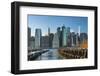 The Lower Manhattan Skyline from Brooklyn Bridge Park, New York City.-Jon Hicks-Framed Photographic Print