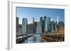 The Lower Manhattan Skyline from Brooklyn Bridge Park, New York City.-Jon Hicks-Framed Photographic Print