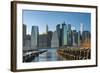 The Lower Manhattan Skyline from Brooklyn Bridge Park, New York City.-Jon Hicks-Framed Photographic Print