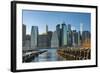 The Lower Manhattan Skyline from Brooklyn Bridge Park, New York City.-Jon Hicks-Framed Photographic Print