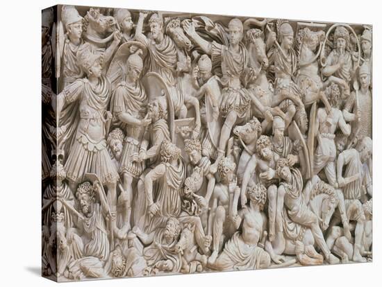 The Ludovisi Sarcophagus with High Relief Representation of the Romans Fighting the Barbarians-null-Stretched Canvas