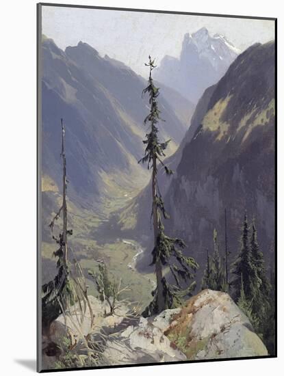 The Luetschental with the Wetterhorn, by Calame, Alexandre (1810-1864). Oil on Canvas, C. 1850. Dim-Alexandre Calame-Mounted Giclee Print