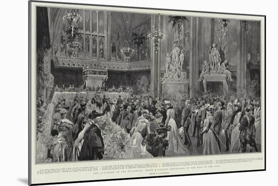 The Luncheon at the Guildhall, their Majesties Proceeding Up the Hall to the Dais-Frederic De Haenen-Mounted Giclee Print