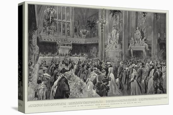 The Luncheon at the Guildhall, their Majesties Proceeding Up the Hall to the Dais-Frederic De Haenen-Stretched Canvas