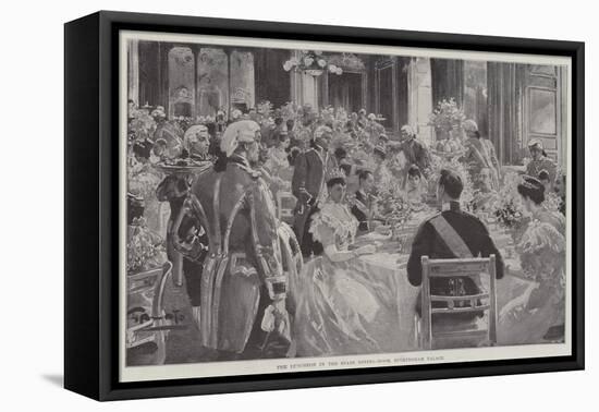 The Luncheon in the State Dining-Room, Buckingham Palace-G.S. Amato-Framed Stretched Canvas