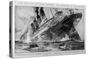 The Lusitania Sinks after Being Hit by German Torpedoes-Charles Dixon-Stretched Canvas