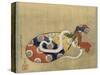 The Lute and White Snake of Benten, Edo Period, 1847-Katsushika Hokusai-Stretched Canvas