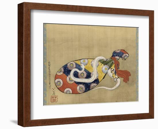 The Lute and White Snake of Benten, Edo Period, 1847-Katsushika Hokusai-Framed Giclee Print