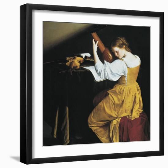 The Lute Player-Orazio Gentileschi-Framed Art Print