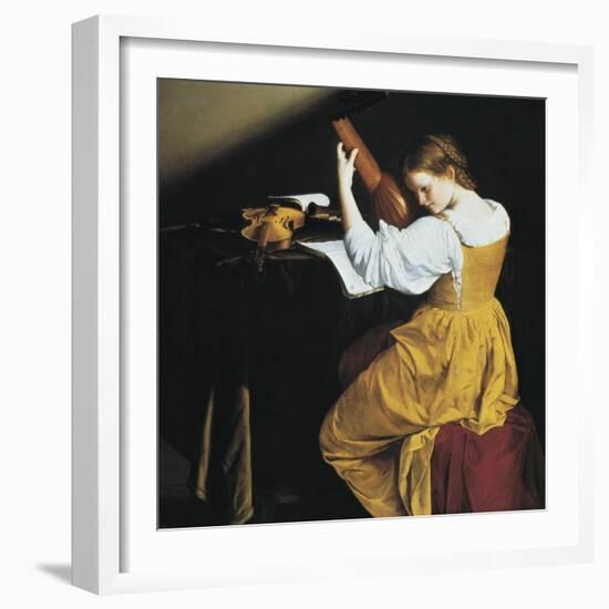 The Lute Player-Orazio Gentileschi-Framed Art Print