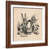 'The Mad Hatter and March hare trying to put the Dormouse into a teapot', 1889-John Tenniel-Framed Giclee Print