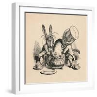 'The Mad Hatter and March hare trying to put the Dormouse into a teapot', 1889-John Tenniel-Framed Giclee Print