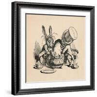 'The Mad Hatter and March hare trying to put the Dormouse into a teapot', 1889-John Tenniel-Framed Giclee Print