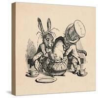 'The Mad Hatter and March hare trying to put the Dormouse into a teapot', 1889-John Tenniel-Stretched Canvas