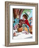 'The Mad Hatter and the March Hare trying to put the Dormouse into a teapot', c1910-John Tenniel-Framed Giclee Print