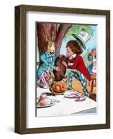 'The Mad Hatter and the March Hare trying to put the Dormouse into a teapot', c1910-John Tenniel-Framed Giclee Print