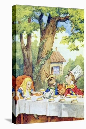 The Mad Hatter's Tea Party, Illustration from Alice in Wonderland by Lewis Carroll-John Tenniel-Stretched Canvas