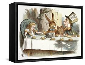 The Mad Hatter's Tea Party-John Teniel-Framed Stretched Canvas